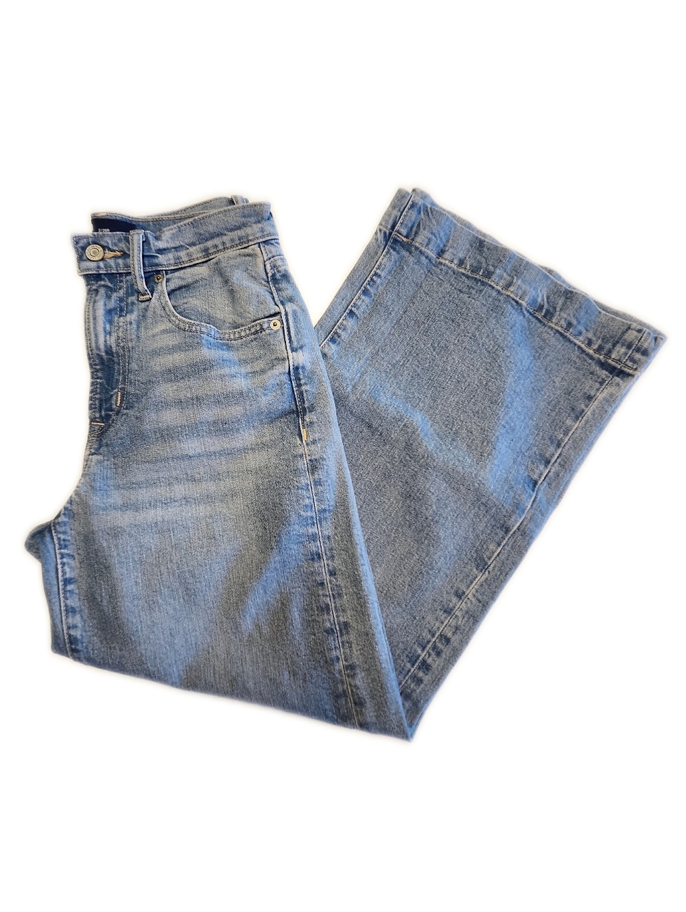 GAP Denim High Rise Wide Leg Crop Light Blue Wash Denim Jeans, 2/26R